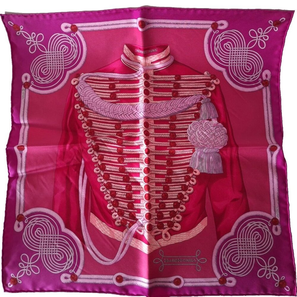 Authentic Hermès Pink Brandebourg Gavroche 45 Scarf with Box *Mint Condition*